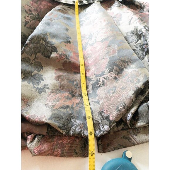 Samuel Dong Pink Floral Brocade Sleeveless Ruffled Dress With Belt SZ S  Bubble - Picture 9 of 12